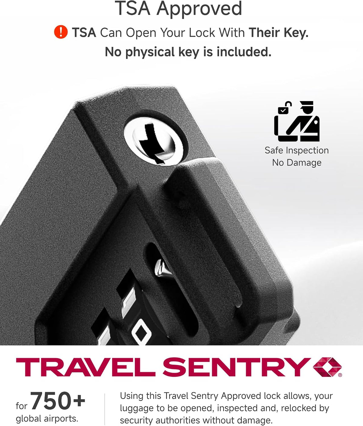 LUGGEX Suitcase Locks, Luggage Locks, TSA Approved Luggage Locks,Black,2