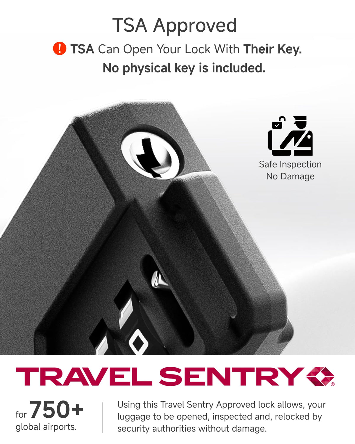 LUGGEX Suitcase Locks, Luggage Locks, TSA Approved Luggage Locks,Black,2