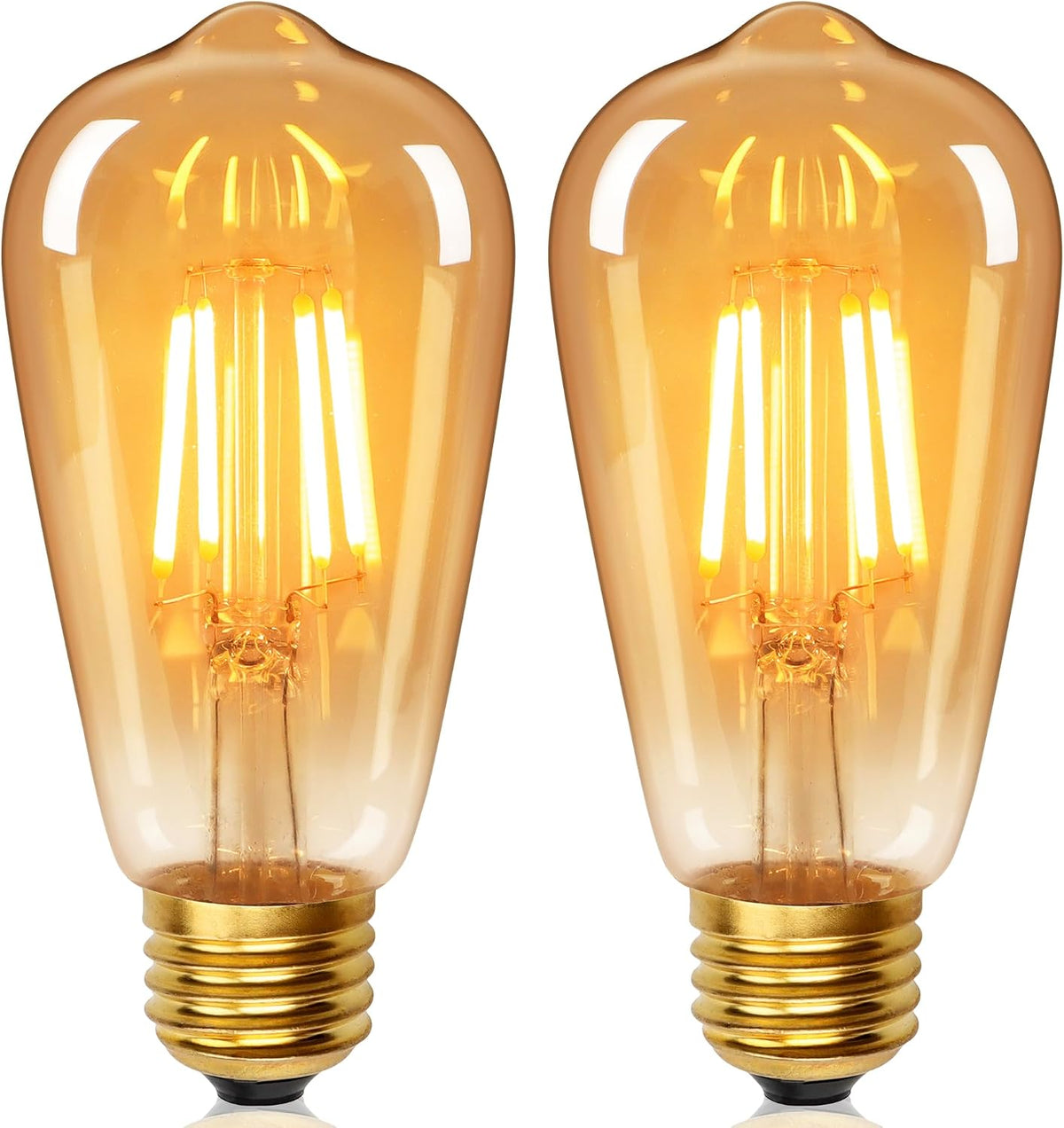 YUNRRD Vintage Light Bulb E27 Screw LED Edison Bulb,Warm White,4W,2Pcs