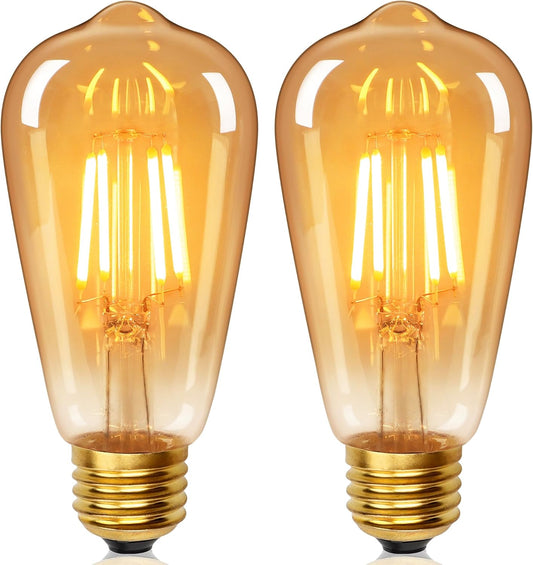 YUNRRD Vintage Light Bulb E27 Screw LED Edison Bulb,Warm White,4W,2Pcs