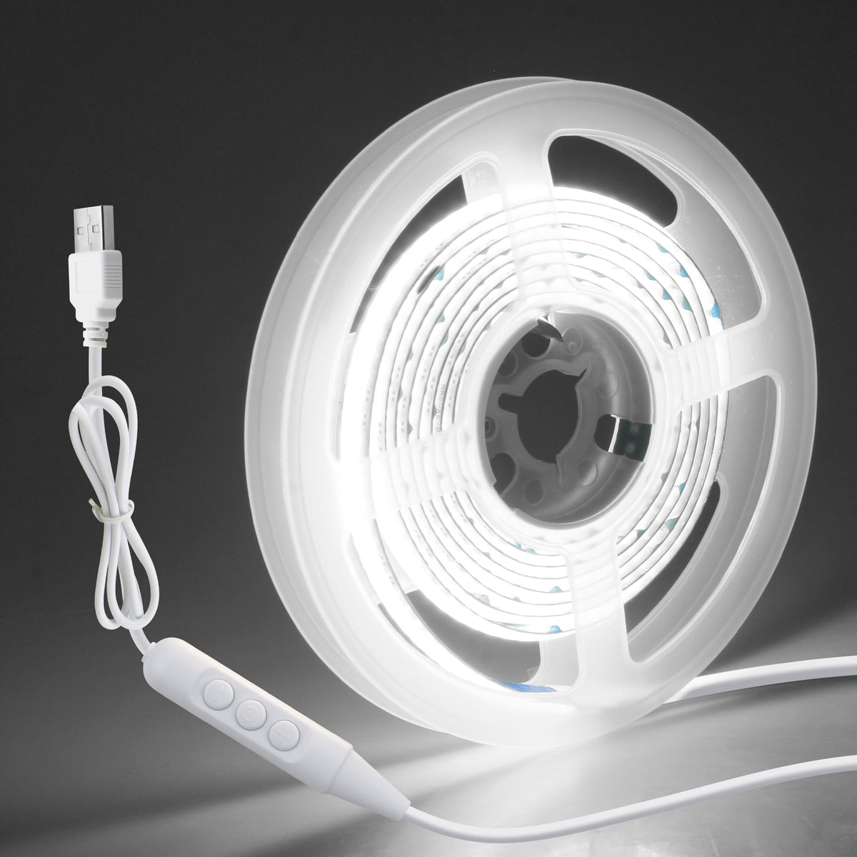 Aclorol 3M COB LED Strip Light Warm White 3000K 5V USB Flexible LED Light Strip 8mm Width Dimmable CRI85+ Dotless Tape Light High Density 320LEDs/M for Bedroom Kitchen Under Cabinet Home Decor