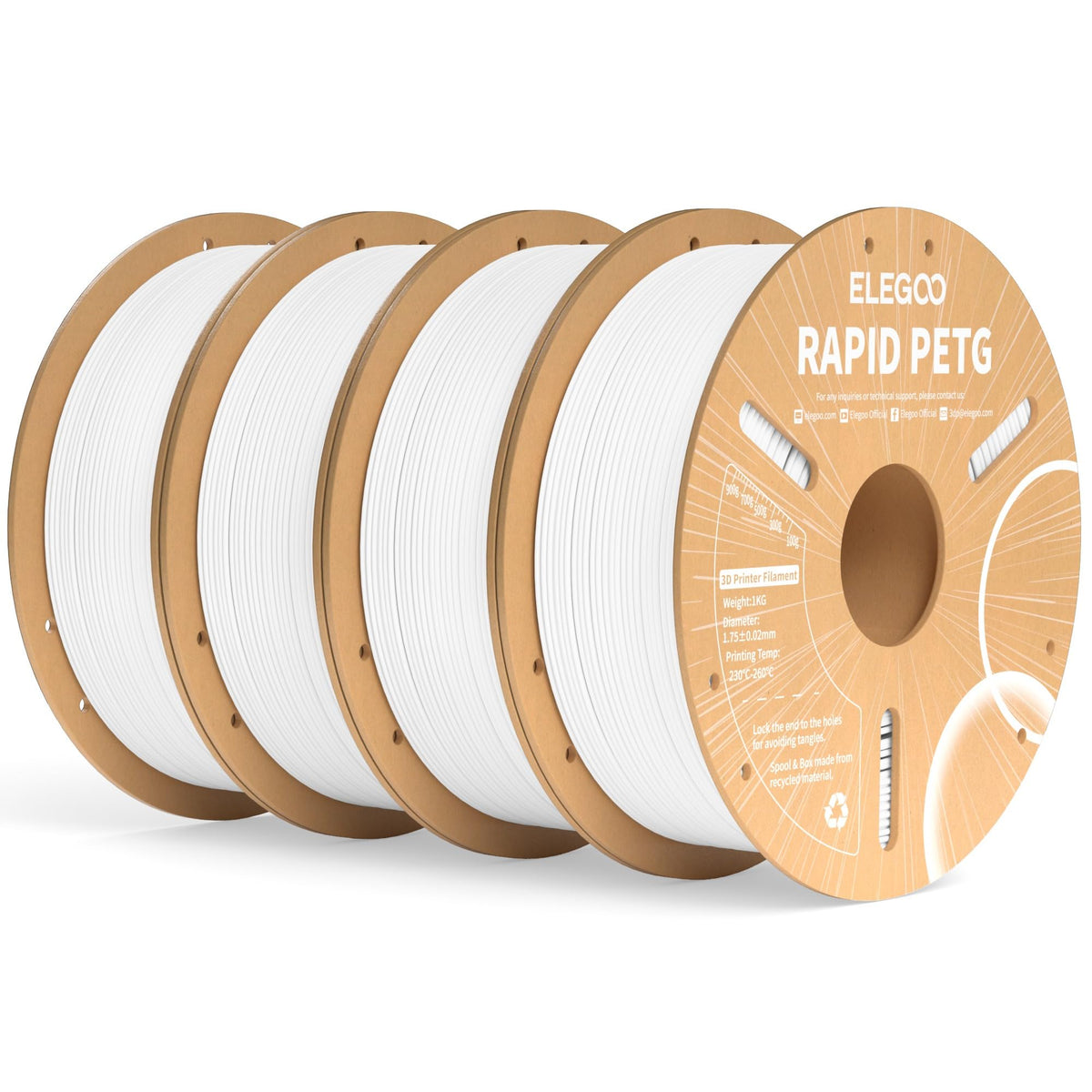 ELEGOO Rapid PETG 3D Printer Filament 1.75mm Black 1KG