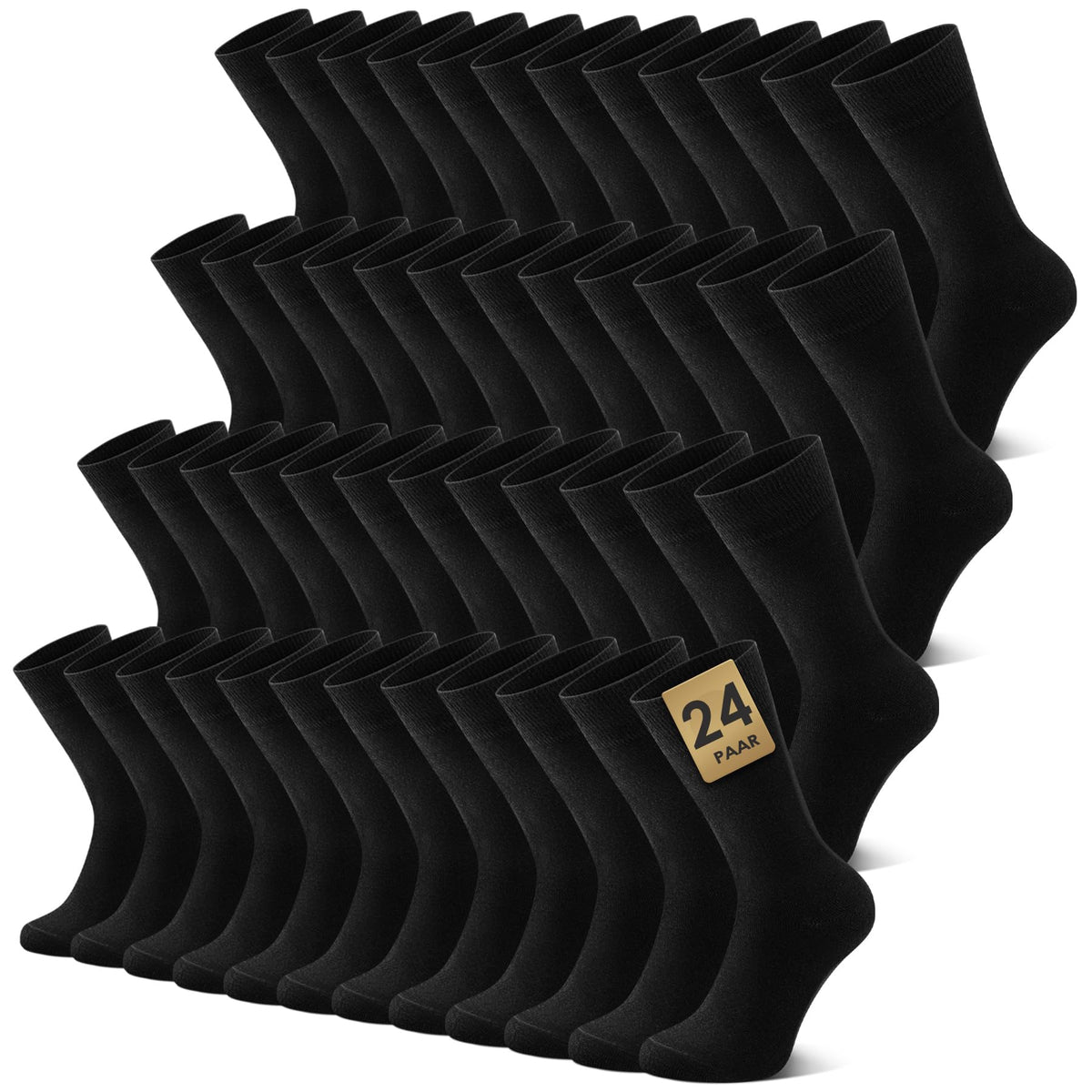 FALARY 12 Pairs Black Mens Socks, Plain Cotton Socks for Men & Women