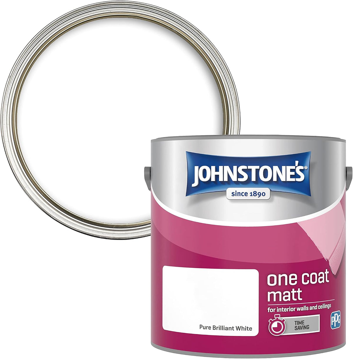 Johnstone's - One Coat Matt Emulsion Paint - Pure Brilliant White - 2.5L