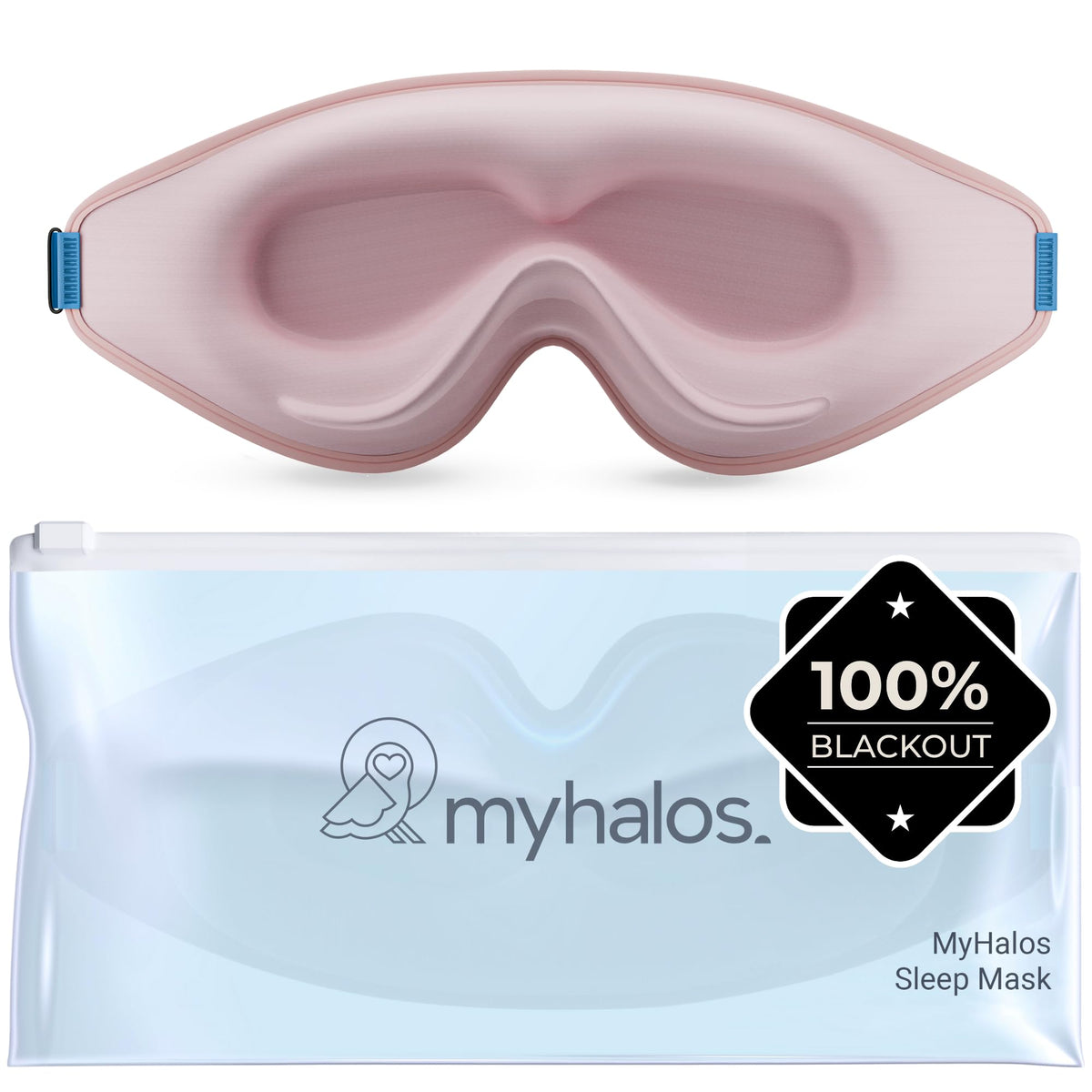 MyHalos Blackout Sleep Mask, Eye Mask for Sleeping, Zero Pressure, Travel