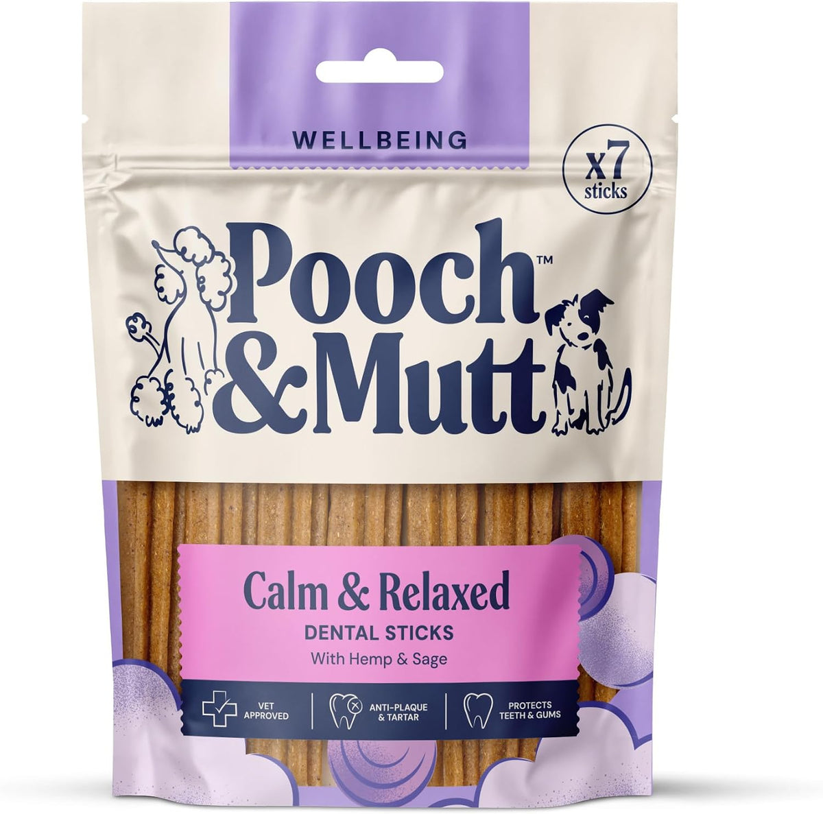 Pooch & Mutt - Calming Dog Dental Sticks, Hemp & Sage, 7 sticks