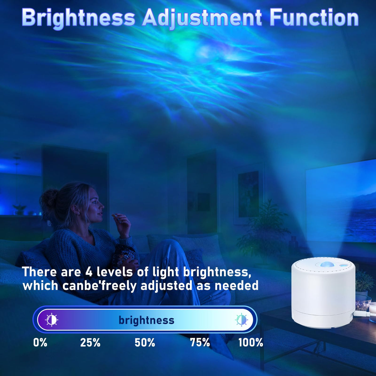 CAIYUE Star Projector Galaxy Projector, Exquisite Nebula Night Light Projector, Ocean Wave Galaxy Light with Remote Control,with Adjustable Speed and Brightness, Adults, Bedroom,Party