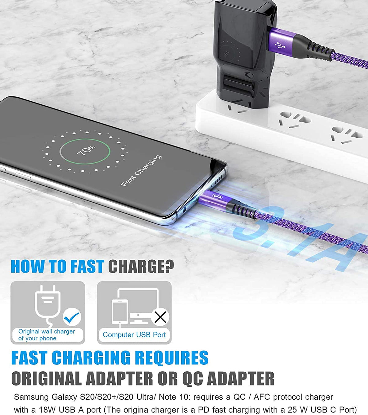 2-Pack 2M USB C Cable 3.1A Fast Car Charger Cable Compatible for iPhone 17 air 16 15 Plus Pro Max, Samsung Flip/Fold 7 6 5 4 3 S26 S25 S24 S10 S20 S21 S22 S23 A16/15/14/13/12 A35/A34 A56/55/54, Pixel