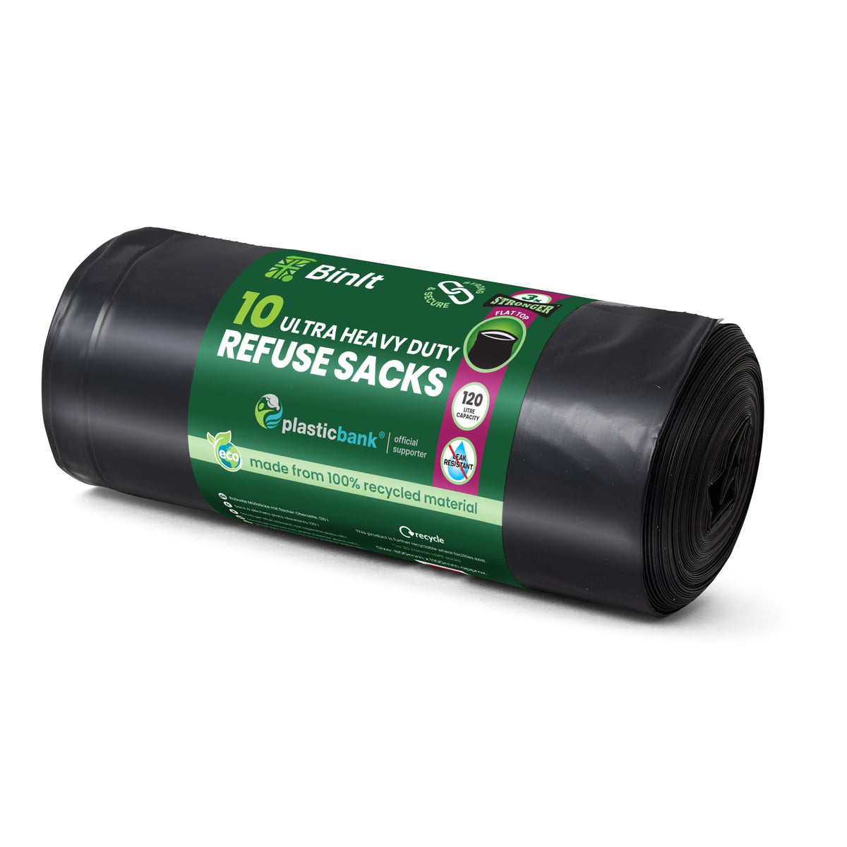 BinIt 20 Wheelie Bin Liners 240 Litre, Eco-Friendly, Bin Bags, Refuse Sacks, Recycled, Strong & Secure, Tear Resistant, 30 μm, Perfect for Standard 240L Wheelie Bins