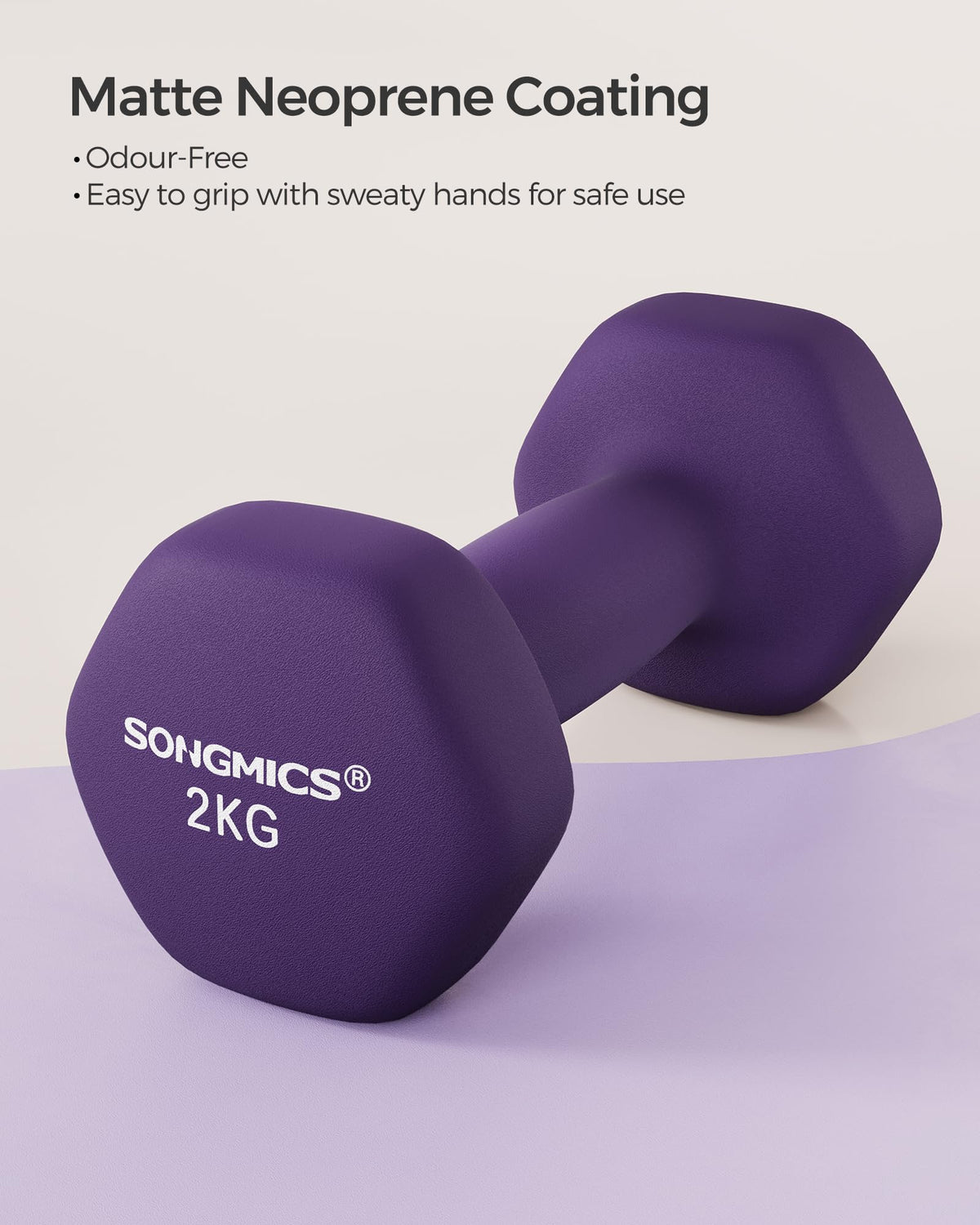 SONGMICS Set of 2 Hex Dumbbells with Neoprene Coating for Strength Training, Fitness, Home Workout