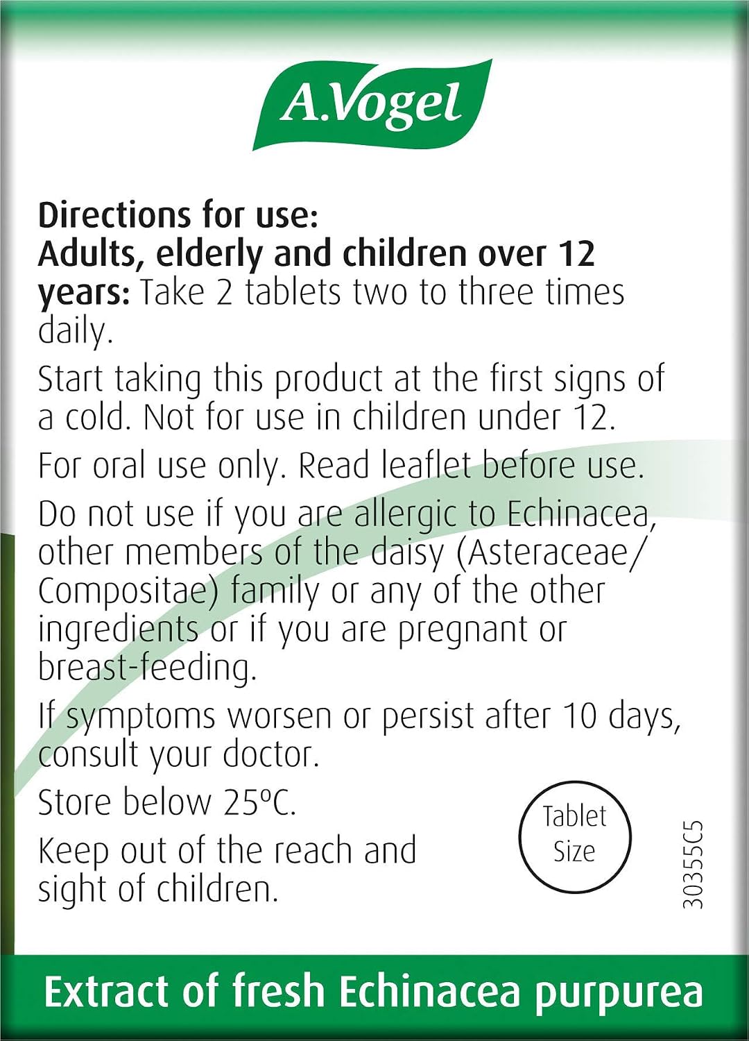 A.Vogel Echinaforce Echinacea Tablets relieves Cold & flu Symptoms by strengthening the Immune System, 120 Tablets