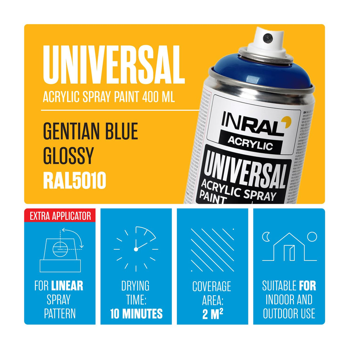 Acrylic Spray Paint Pure White Matt RAL9010 [400ml] – Universal Spray for Metal, Plastic, Wood & Stone – High-Coverage, UV & Rain Resistant – Indoor & Outdoor Use