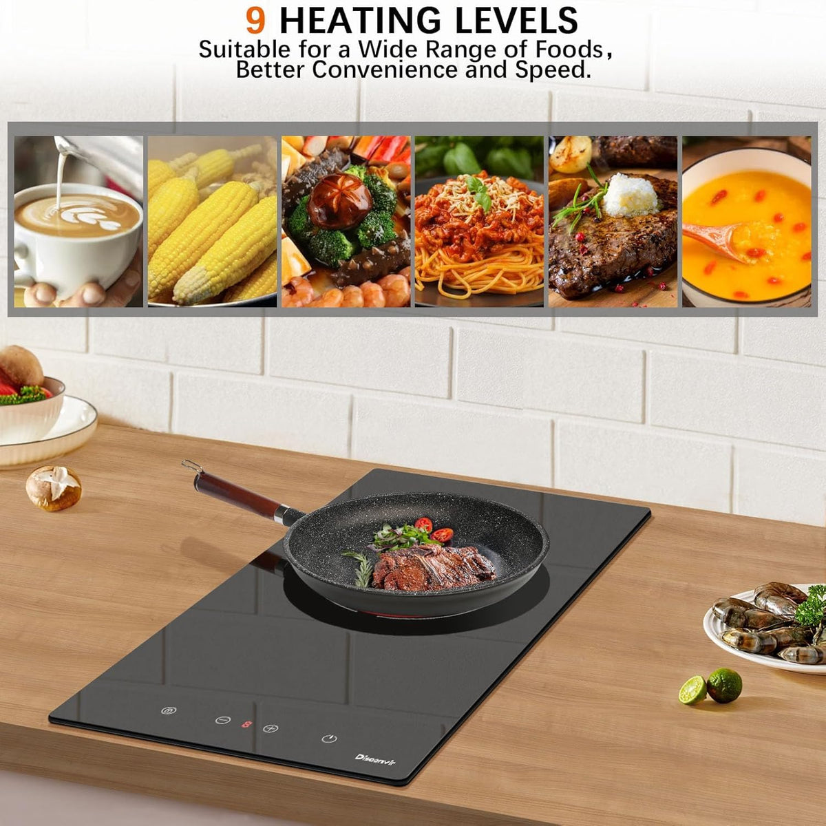Double Ceramic Hob with Handle, Plug in 2 Ring Electric Hob