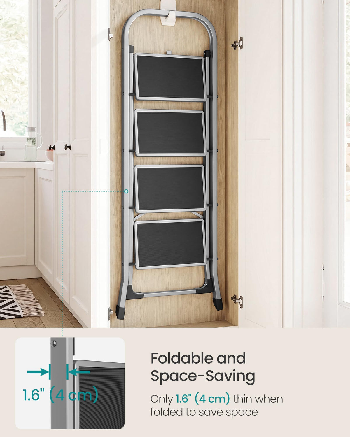 SONGMICS 2-Step Ladder, Folding Step Ladder, Safety, Holds up to 150KG