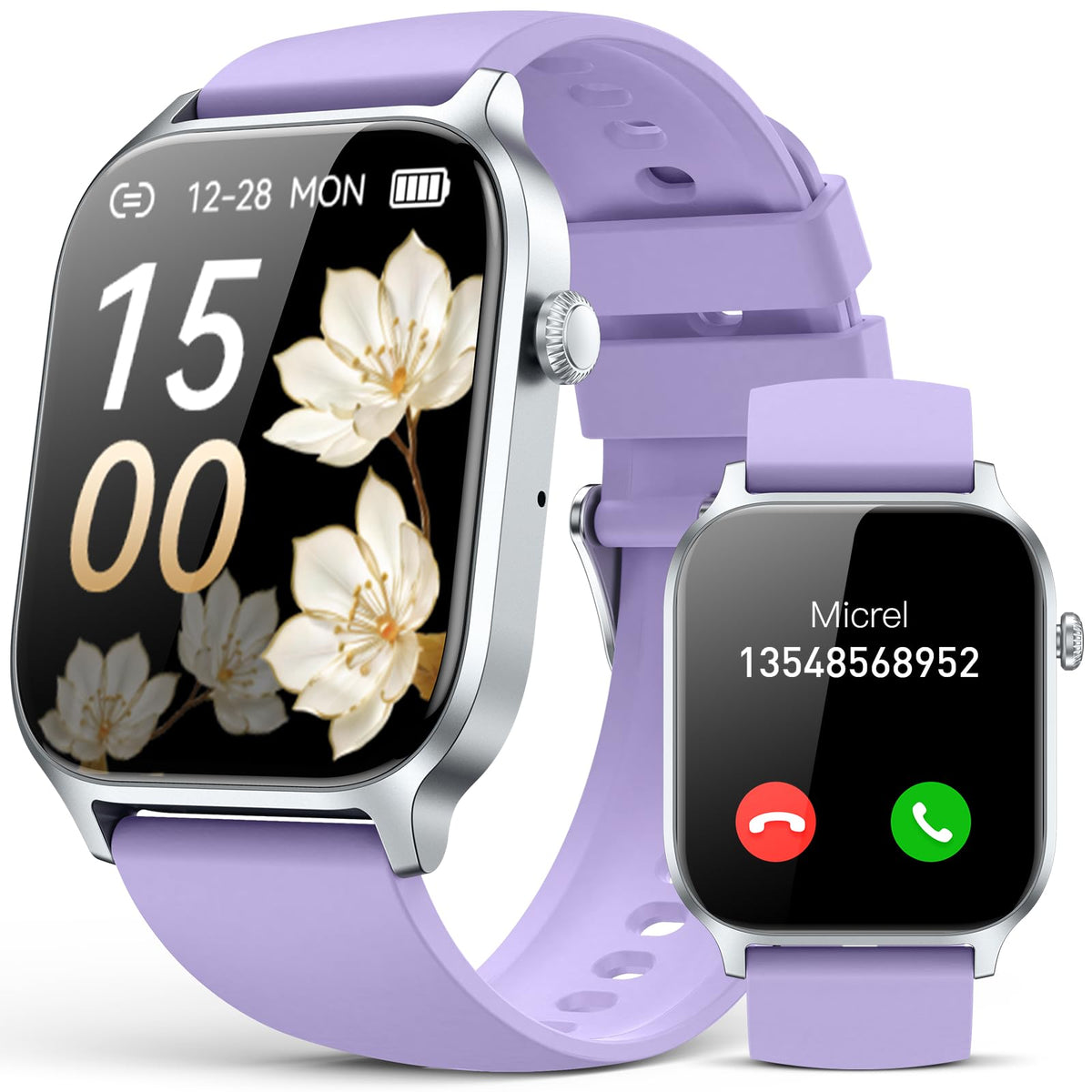 Smart Watch for Men Women- Answer/Make Call, 2024 IP68 Waterproof Fitness Tracker Watch with Sleep Step Counter Activity Smartwatch for Samsung Android iPhone iOS (Black-Blue, 1.83)