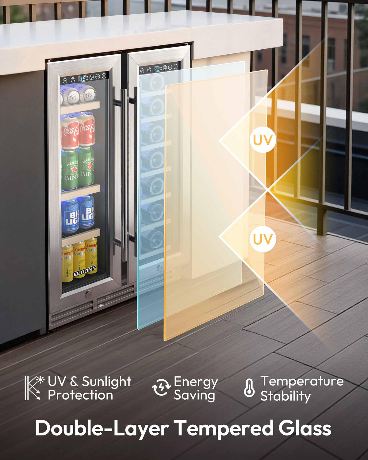 93L Under Counter Fridge, 38dB Ultra-Quiet Undercounter Mini Fridge, Black