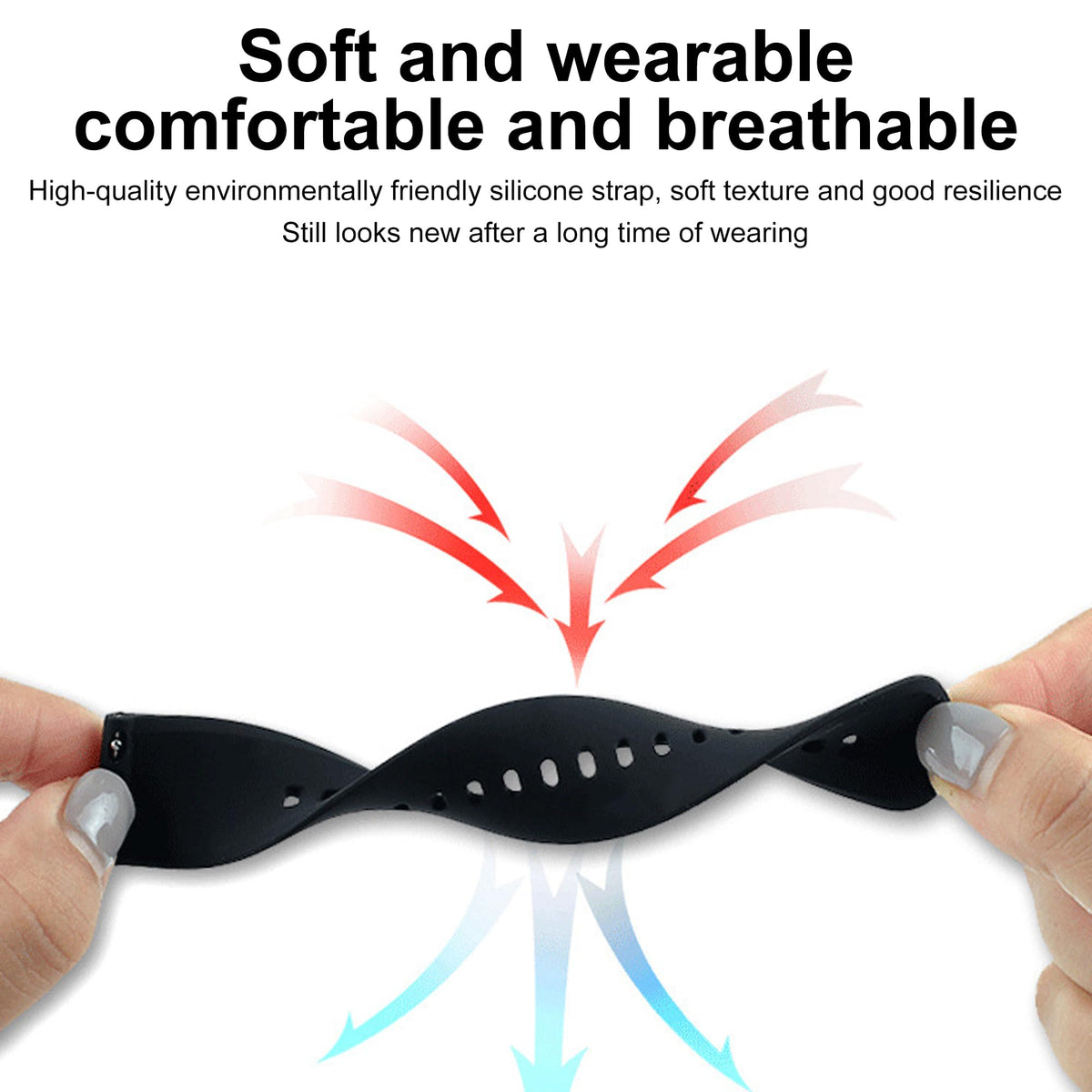 Silicone Strap,Quick Buckle Waterproof Soft Strap,Watch strap