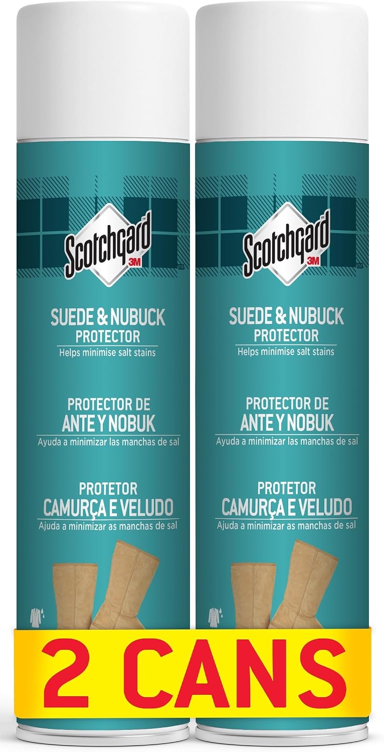 Scotchgard Suede & Nubuck Protector, 2 Cans x 400ml each - Water Repellent Spray, Helps Minimize Salt Stains - For Boots, Shoes, Coats, Gloves & More