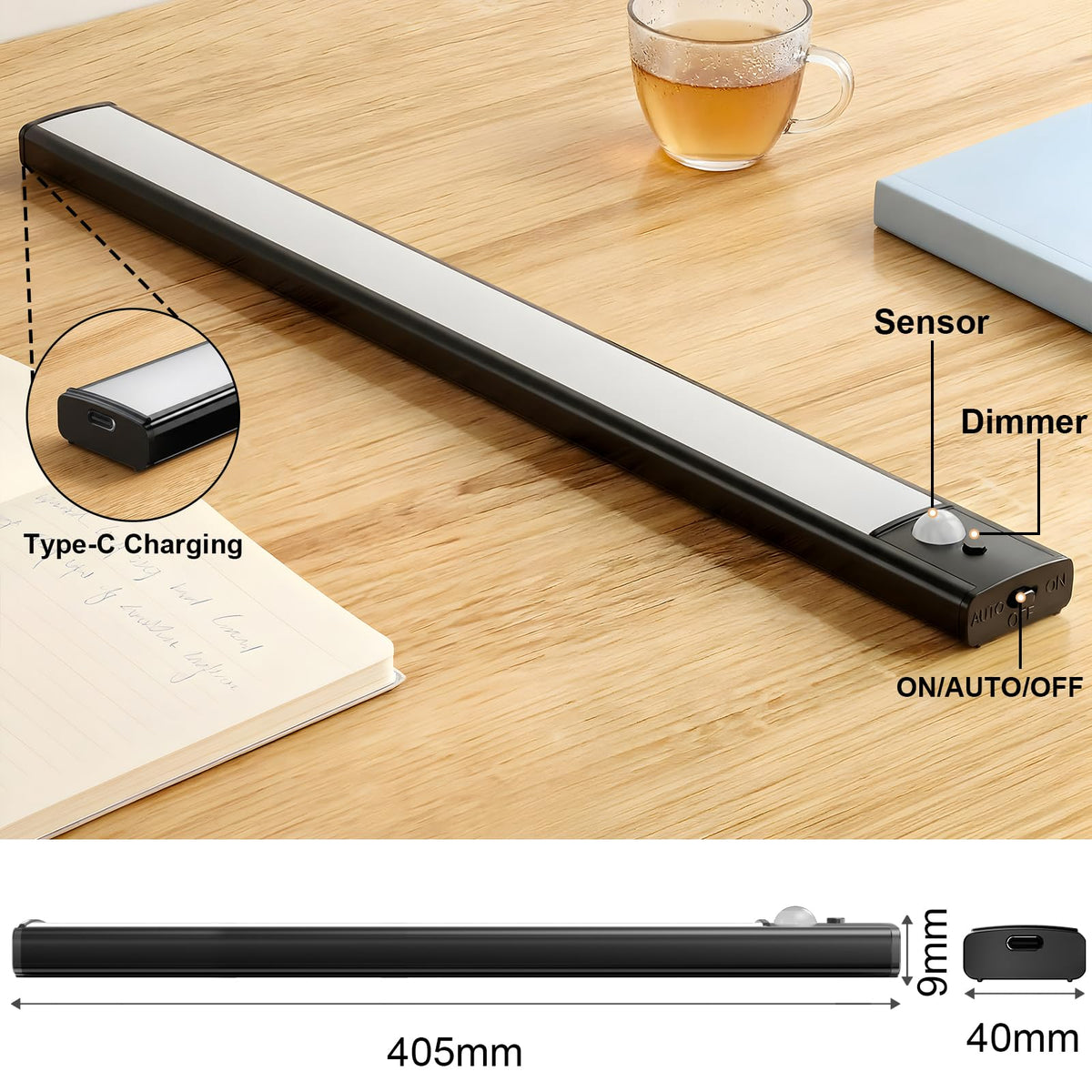daphomeu 5 Pack Rechargeable Under Cupboard Kitchen Lights, 20CM Dimmable Warm Cabinet Light, LED Motion Sensor Lights Indoor, Magnetic Stick Light for Kitchen Shelf Stairs Wardrobe