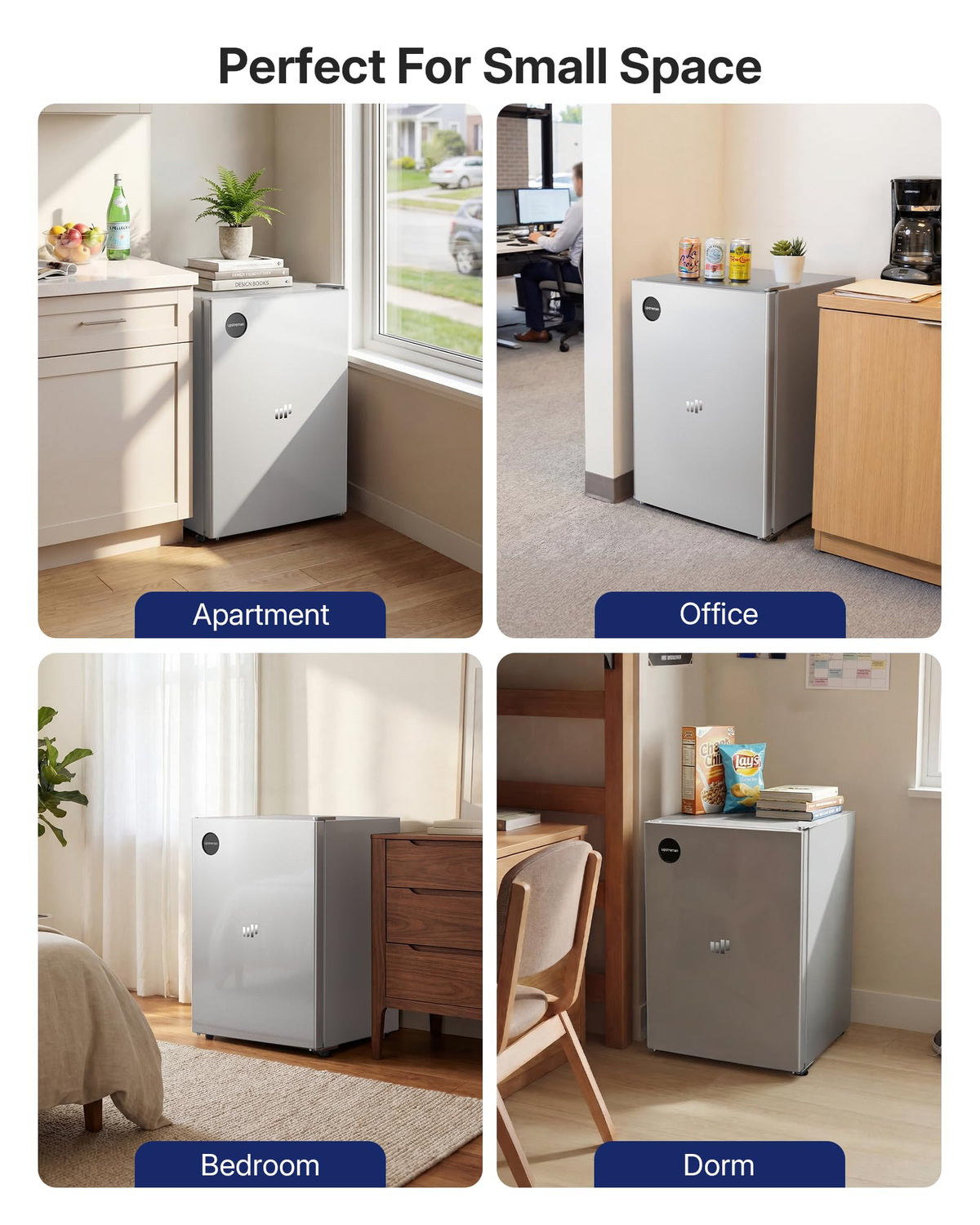 Upstreman 71L Fridge Without Freezer Compartment, 1-10°C 7-Step Temperature Control, LED Lighting, 40dB Quiet, Energy-Saving Full-Size Refrigerator for Bedroom, Office, Kitchen, CR71-Dark gray