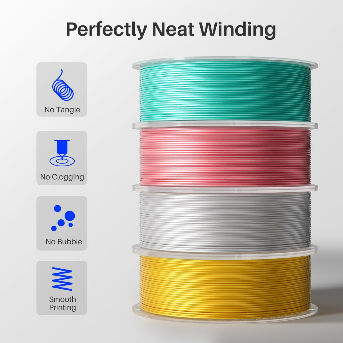 ELEGOO Silk PLA Filament 1.75mm Blue Purple 1KG, Shiny Dual Colours 3D Filament Dimensional Accuracy +/- 0.05mm, 1kg Spool(2.2lbs) Fits for Most FDM 3D Printers
