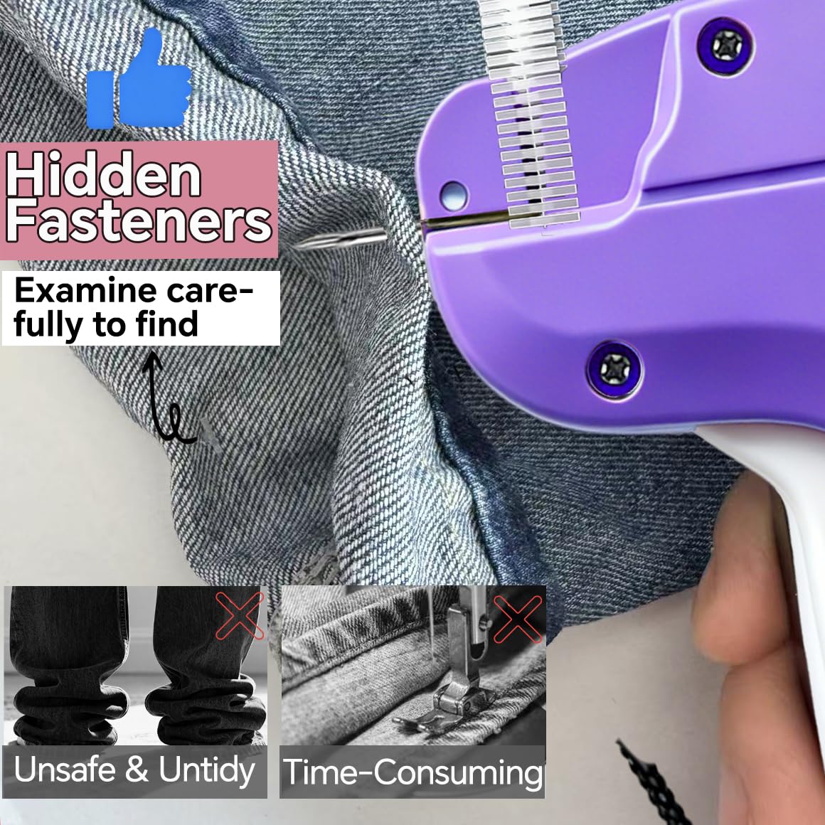 Stitchy Quick Clothing Fixer, Mini Stitch Gun for Clothes, Clothing Stitch Tagging Gun with Case,Stitchy Tool with 6 Needles,1500 Black & 1500 White 5mm Micro Fasteners