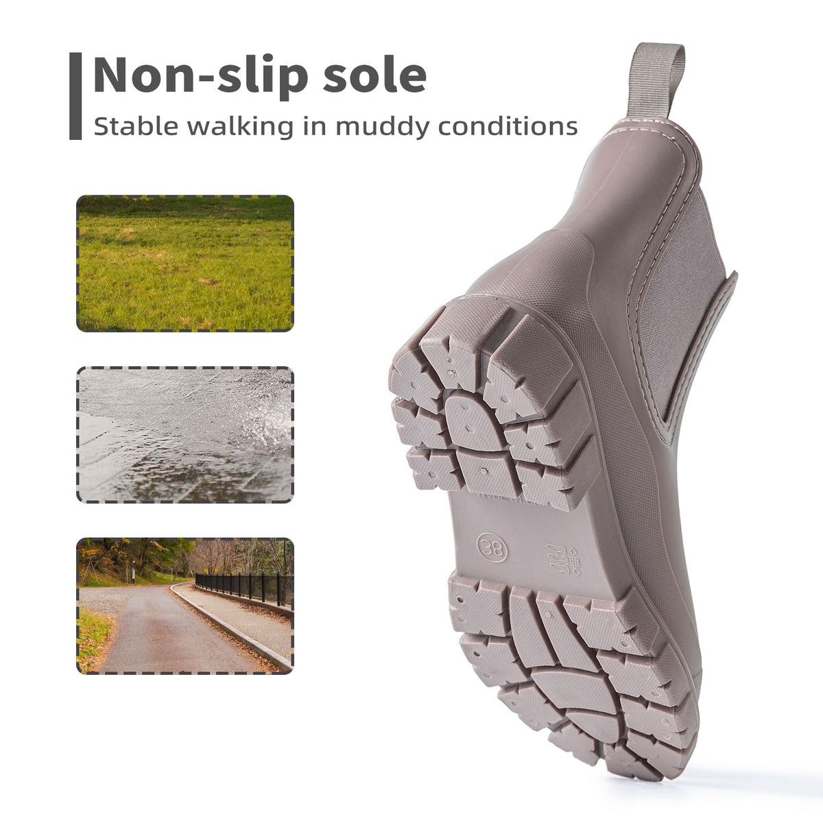 DRECAGE Wellies Boots Women Waterproof Short Chelsea Fashion Ladies Comfortable Rain Boots Outdoors Garden Walking
