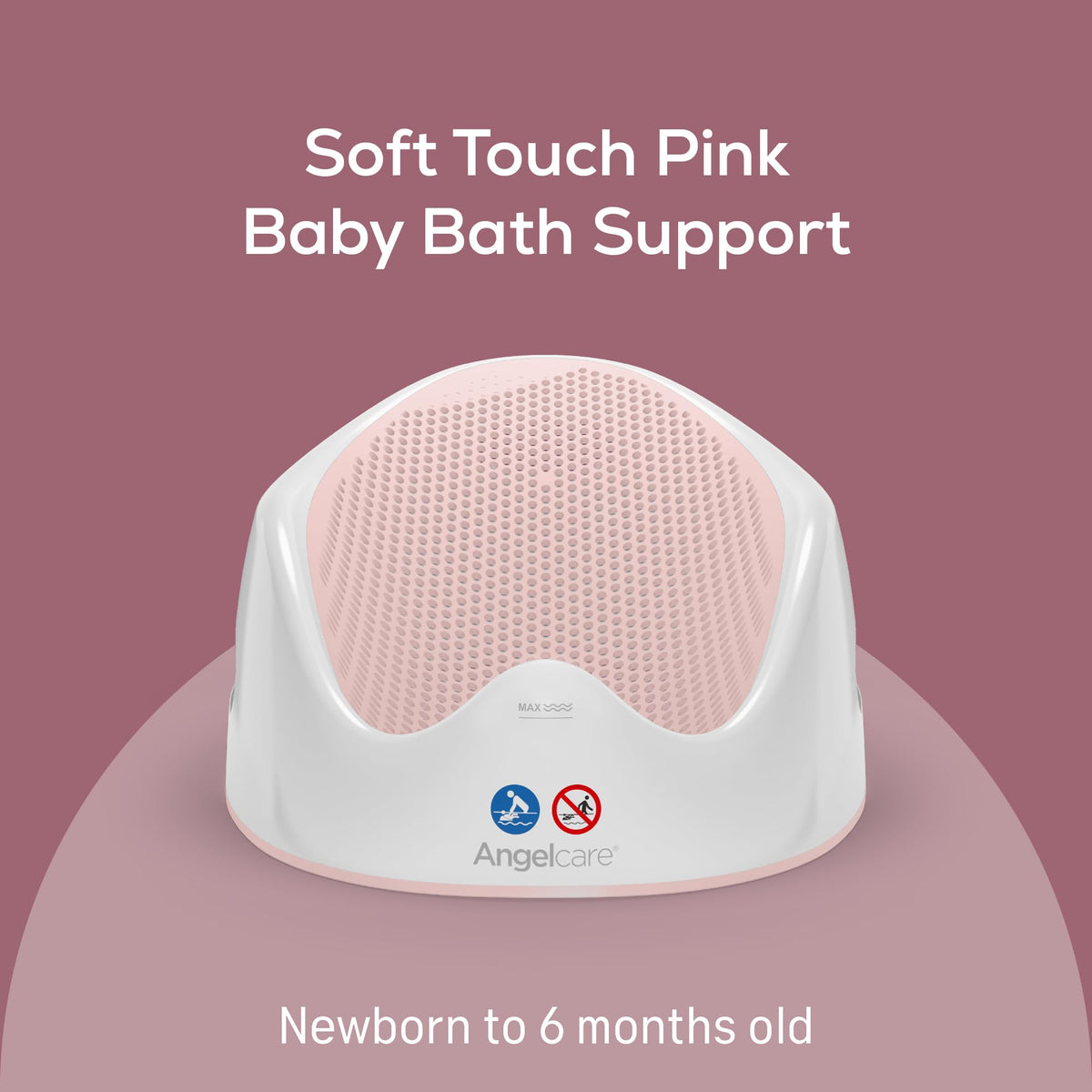 Angelcare Soft Touch Baby Bath Support -Grey- Water Level Indicator, Non-Slip, Comfortable & Safe for Newborns & Infants up to 6 Months