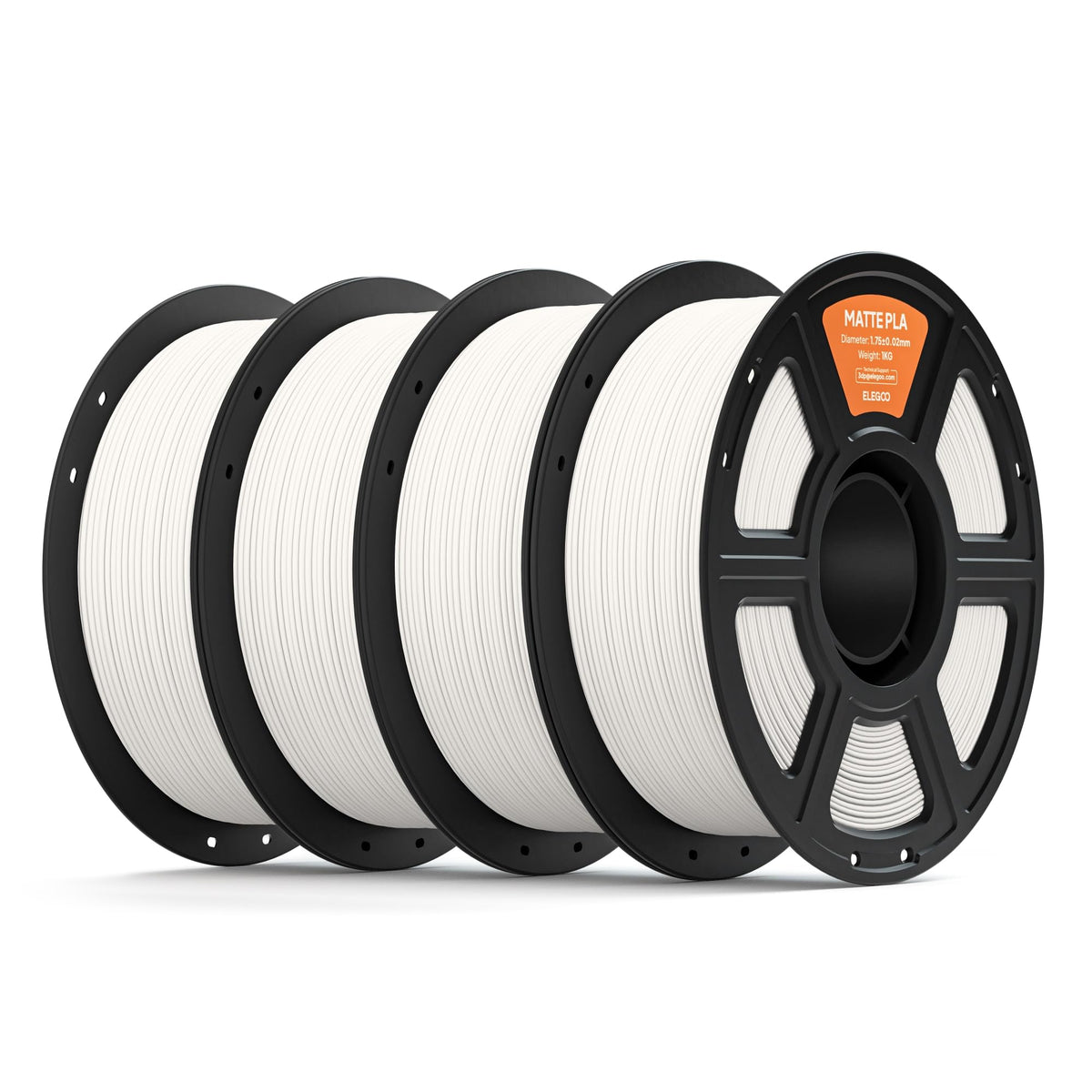 ELEGOO Matte PLA 3D Printer Filament 1.75mm White 2KG, Matte Finish