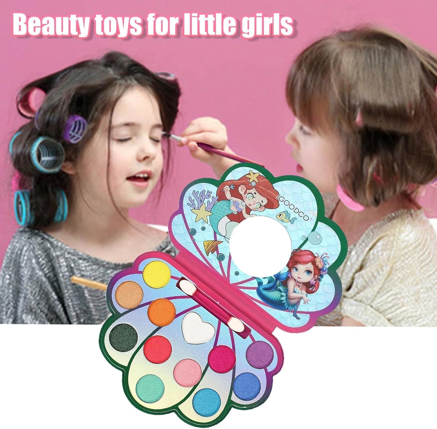 12 Colors Kids Makeup Set for Girls, Non-Toxic Kids Cosmetics, Washable Kids MakeUp Set Girl Toy, Princess MakeUp Kit with Brush and Mirror, Christmas Halloween Birthday Makeup Gift for Girls