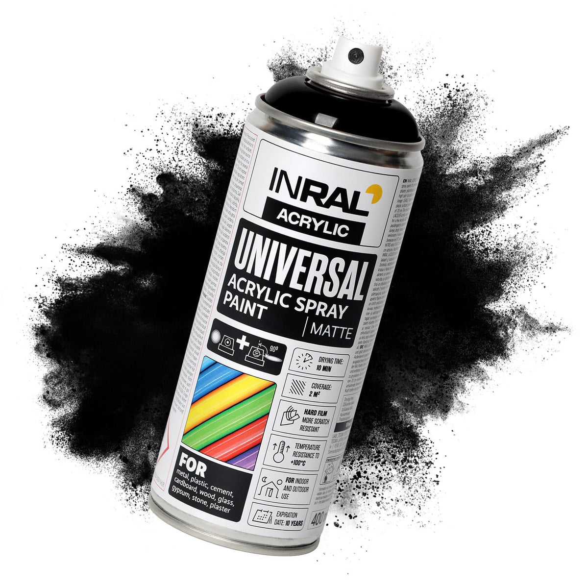 Acrylic Spray Paint Pure White Matt RAL9010 [400ml] – Universal Spray for Metal, Plastic, Wood & Stone – High-Coverage, UV & Rain Resistant – Indoor & Outdoor Use