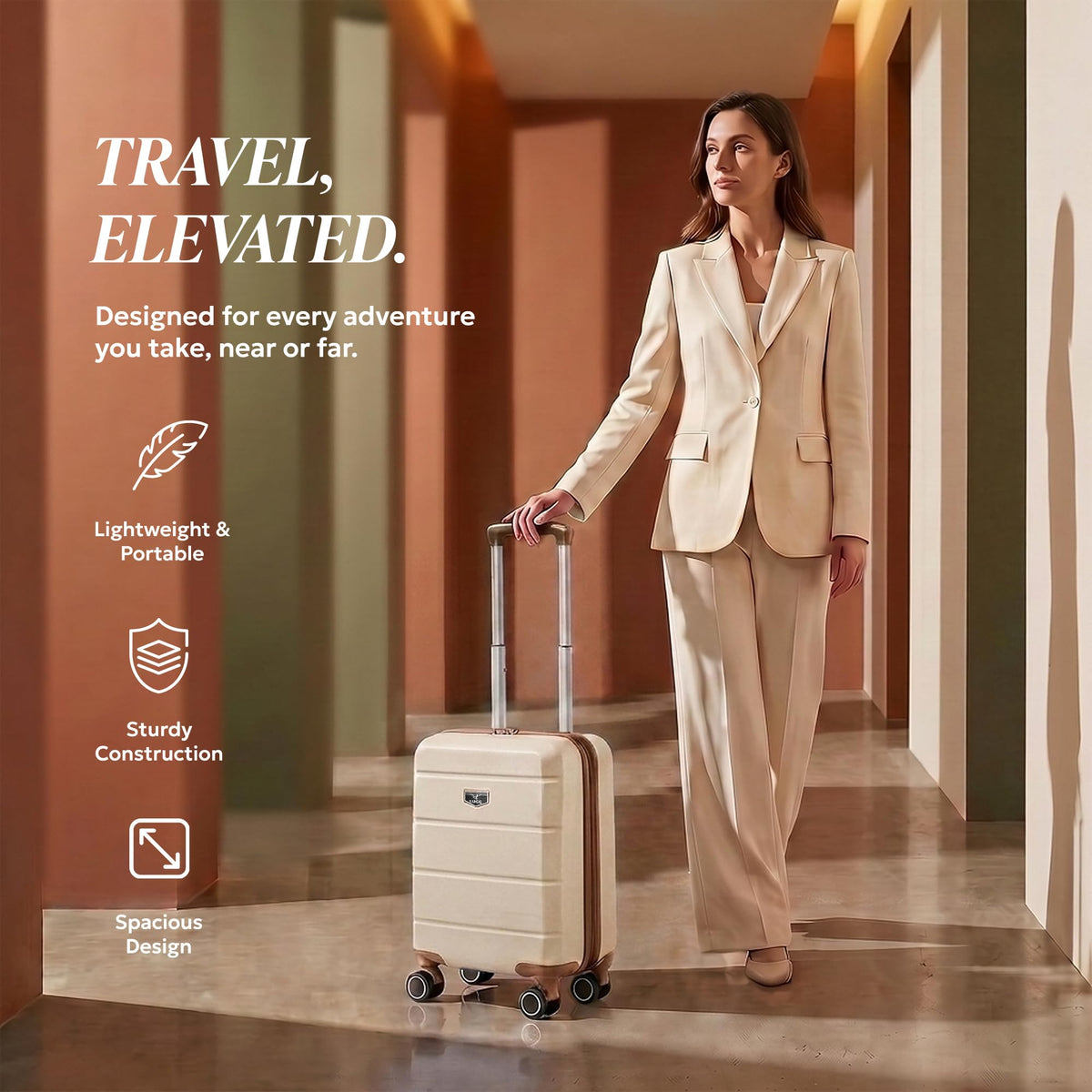 LUGG Jetset 40cm Suitcase 40x30x20cm, Ryanair Compatible Underseat Size, Hard Shell ABS, Spinner with Removable Wheels, Lightweight Travel Luggage, 1 Year Warranty