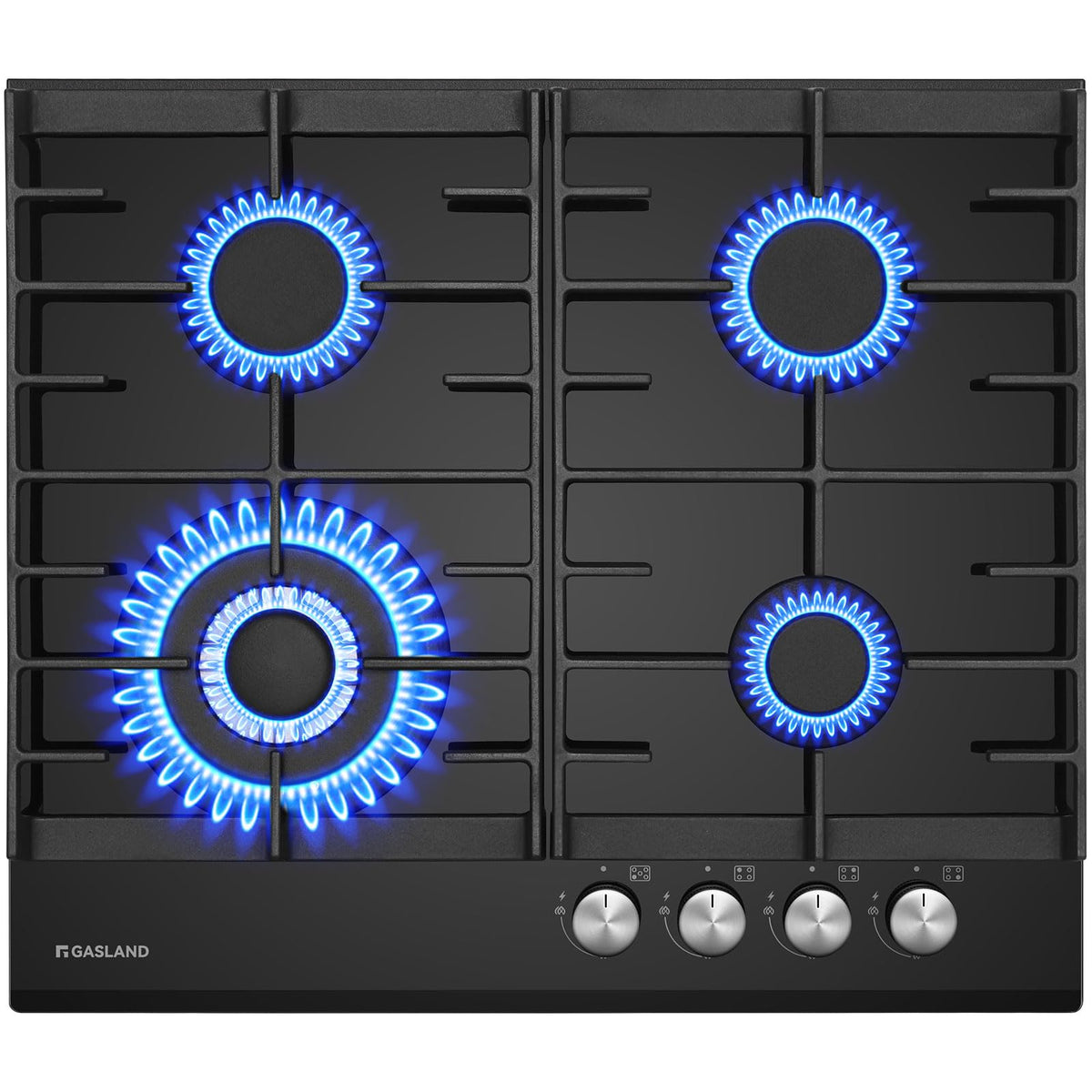 GASLAND GH60SF 60cm Built-in Gas Hob, 4 Burners Stainless Steel Gas Cooktop with Flame Failure Protection, NG/LPG Convertible, 8000W