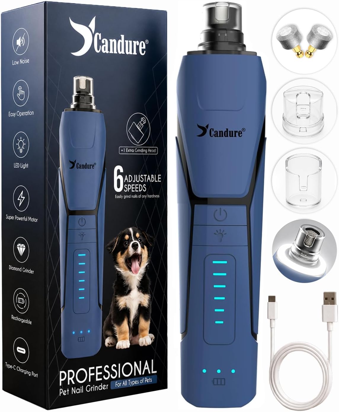 Candure Dog Nail Clippers for Large, Medium and Small Breed Professional Pet Nail Clipper Suitable for Cats, Rabbits and Guinea Pigs with Safety Lock (All Size Pets, Dark Blue)