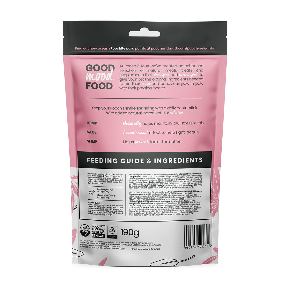 Pooch & Mutt - Calming Dog Dental Sticks, Hemp & Sage, 7 sticks
