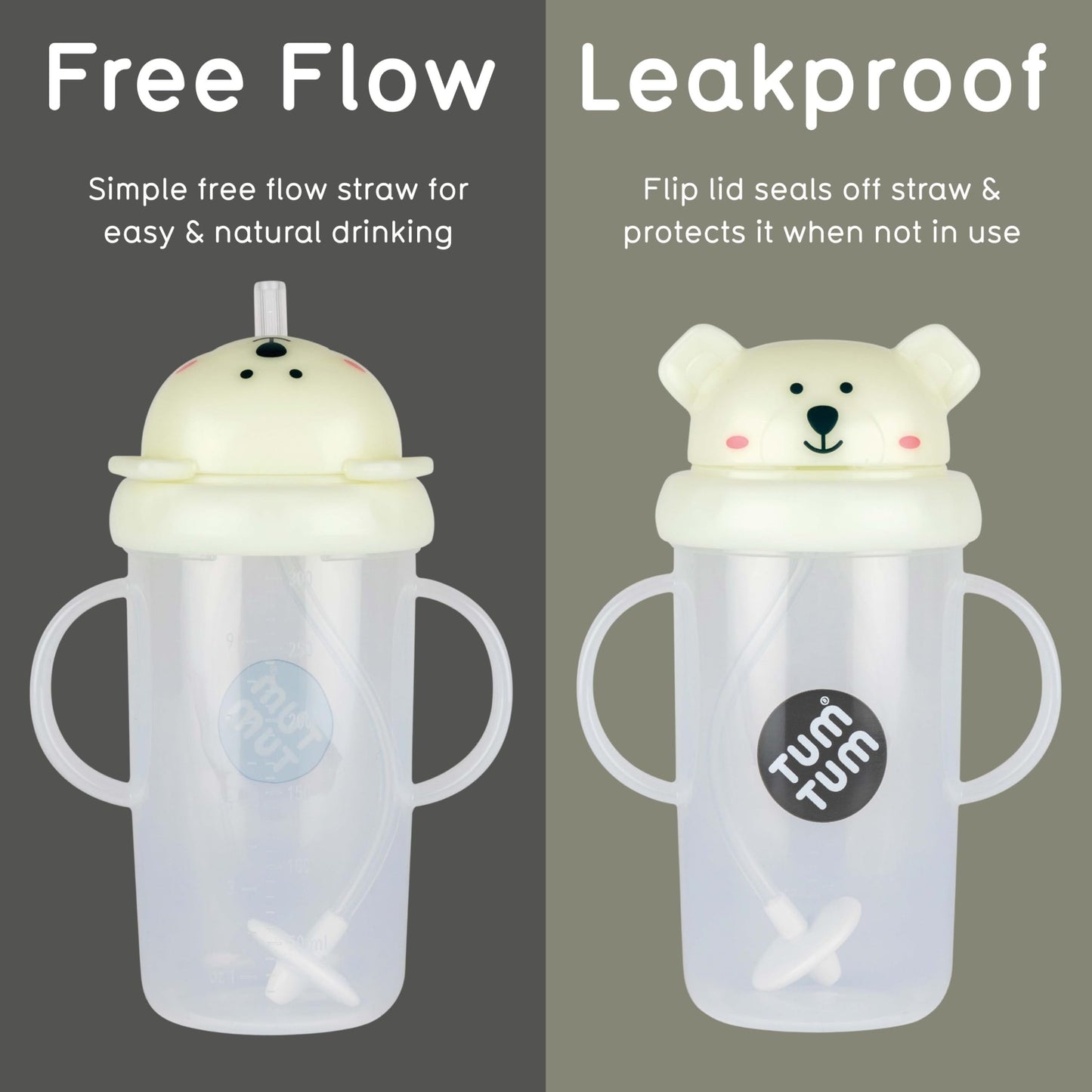TUM TUM Tippy Up Free Flow Sippy Cup (No Valve), Sippy Cup for Toddlers, 200ml, BPA Free (Betsy Bear S3)