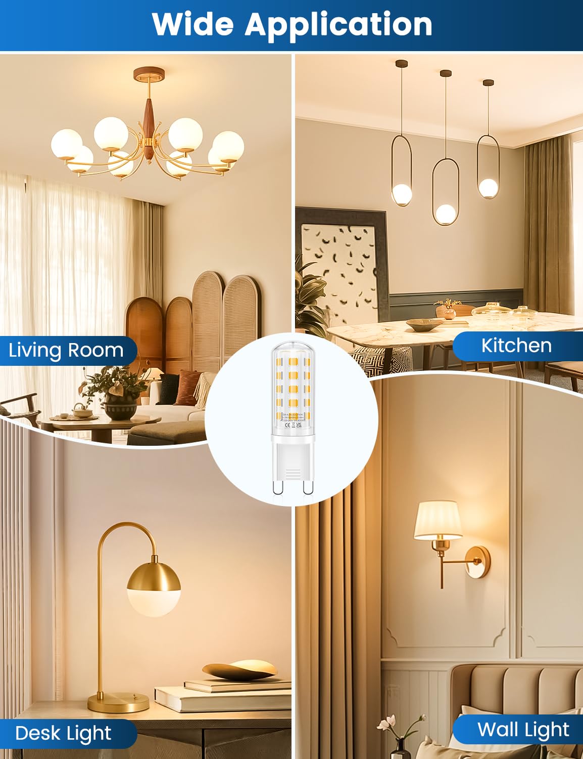 3.2W G9 Led Bulbs Cool White, Energy Class C 34 LEDs 520LM G9 Bulb, 10 Pack