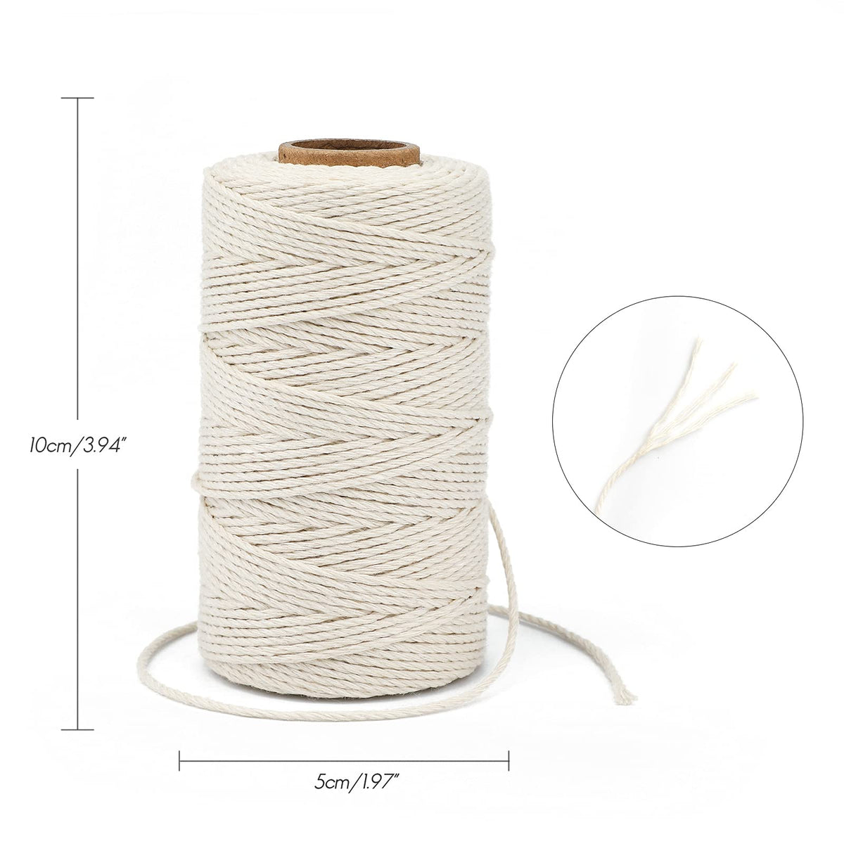 jijAcraft 4MM White Macrame Cord: 100M Cotton String Twine for Crafts
