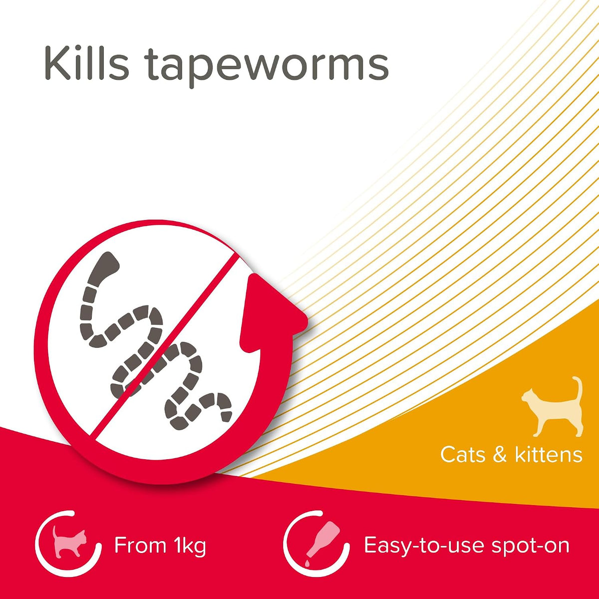Beaphar - WORMclear® Spot-On for Cats – 2 Pipettes - Kills Tapeworms - Vet Strength Medicinal Worming Treatment - Easy-To-Use Spot-On Wormer - Suitable for Cats & Kittens Weighing More than 1kg