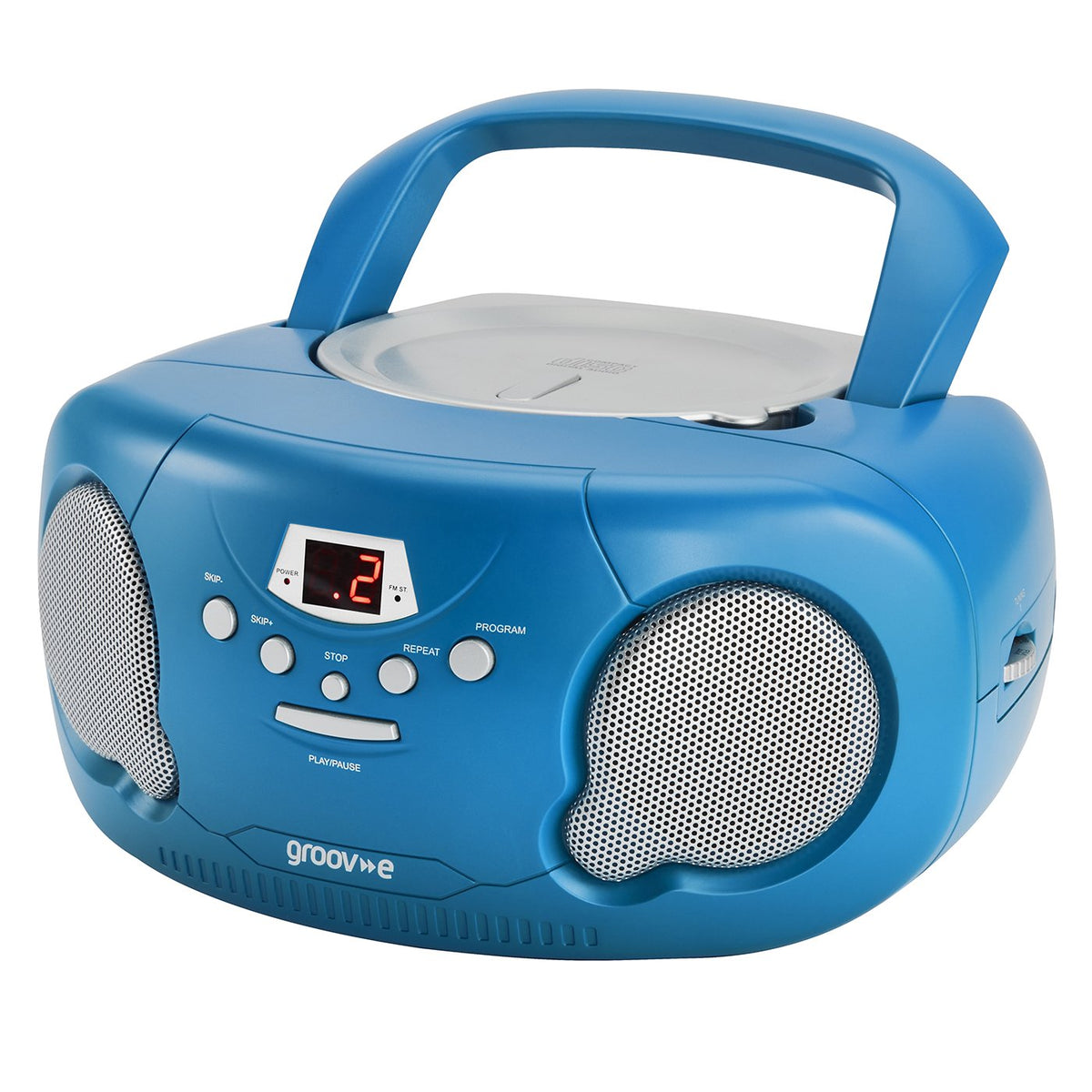 Groov-e Original Boombox - Portable CD Player with Bluetooth, Radio, 3.5mm Aux Port, & Headphone Socket - LED Display, 2 x 1.2W Speakers - Battery or Mains Powered - Black