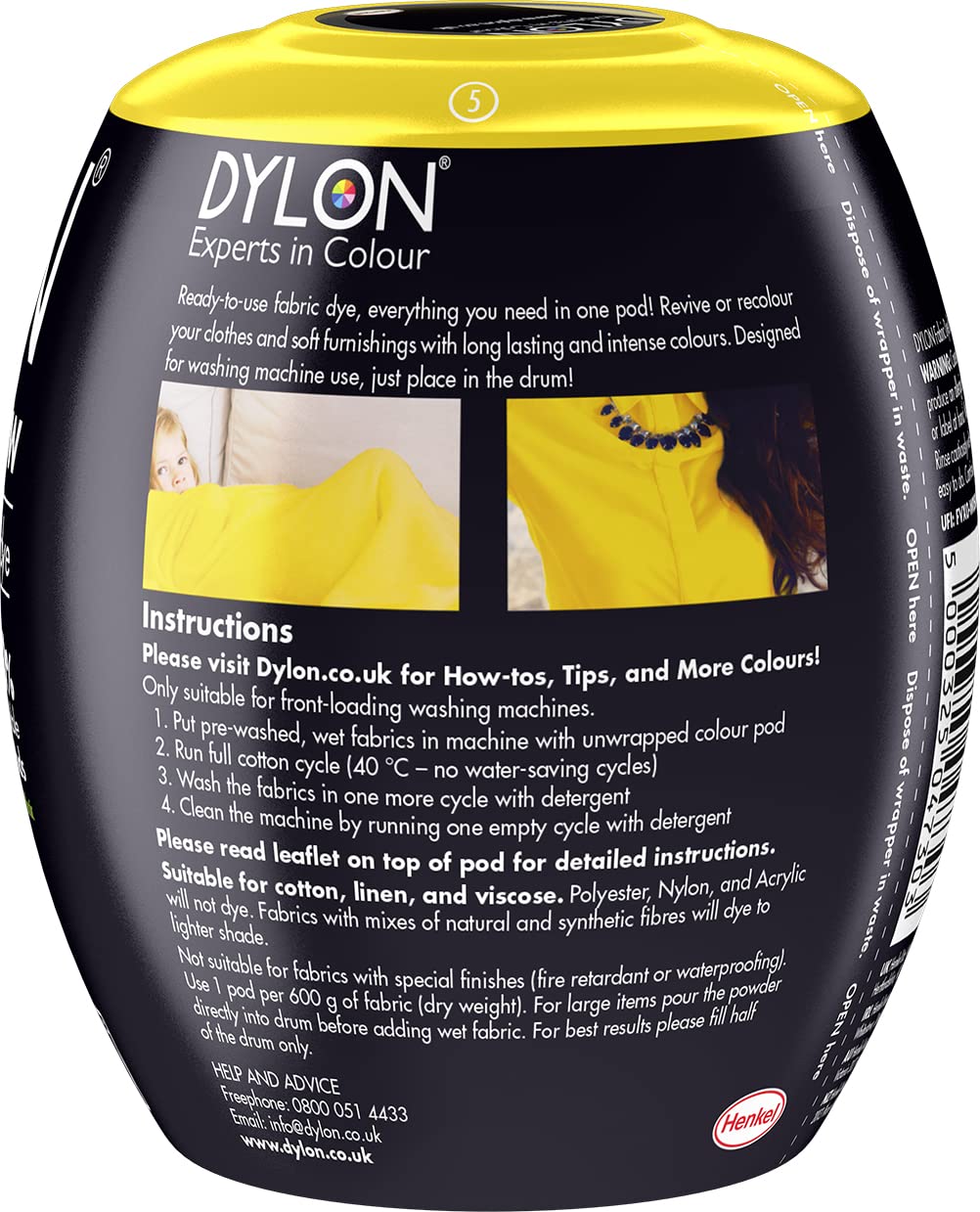 DYLON Washing Machine Fabric Dye Pod, Intense Black, 350g