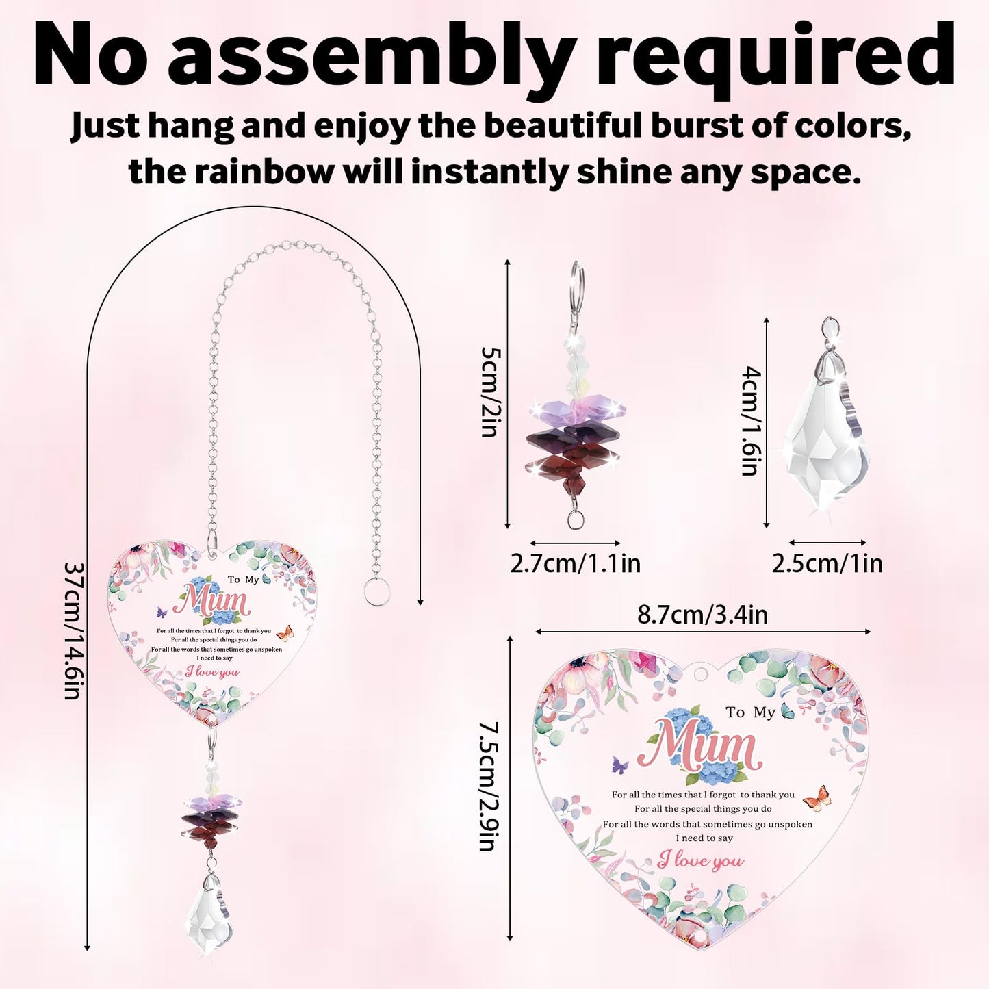 Gifts For Mum, Crystal Suncatcher, Mum Birthday Gifts From Daughters & Sons, Mothers Day For Gifts, Presents For Mummy On Christmas, Valentine's Day, Mother's Day