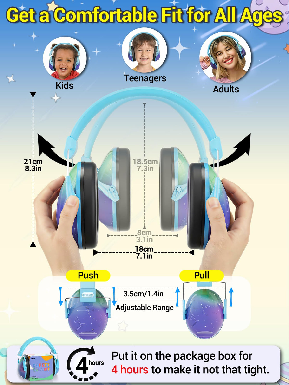 Dr.meter Ear Defenders Children SNR 27.4dB for Autism, Sensory Needs