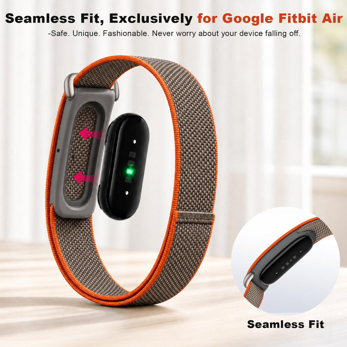 Compatible with Google Fitbit Air Strap Nylon Loop Sport Replacement Band