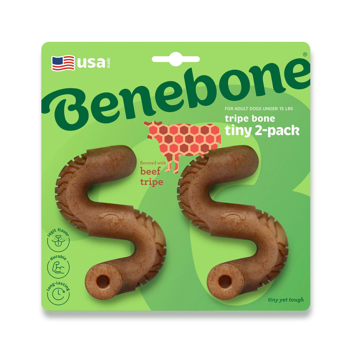 Benebone Wishbone Dog Chew Toy for Aggressive Chewers, Real Bacon, Medium