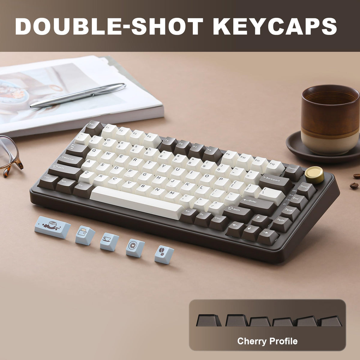 YUNZII B75 PRO 75% Wireless Mechanical Keyboard (Black Heart,Cocoa Switch)