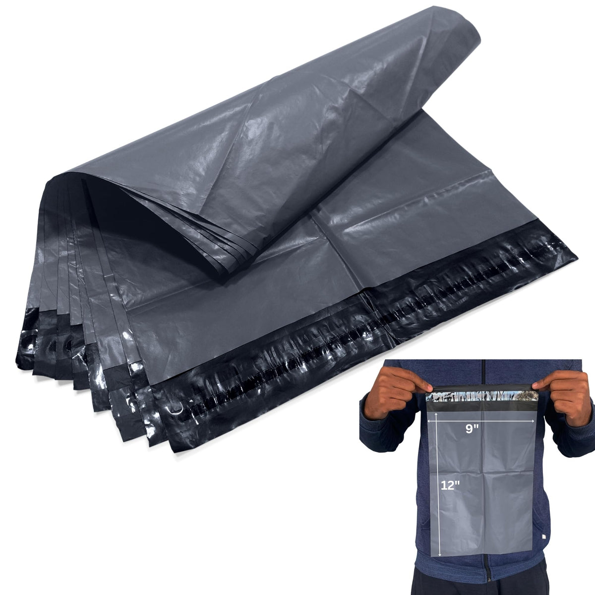 JeeJaan® 200 Small Grey Parcel Bags 4" x 6" (102 x 152mm) Strong Poly Mailer Small Postage Mailing Bags Courier Shipping Postal Bags - Posting Packing Envelopes