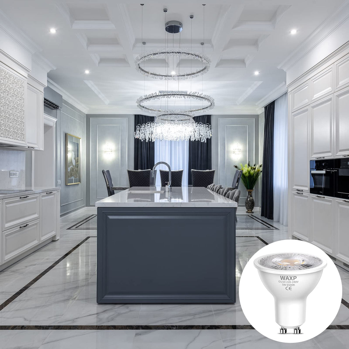 GU10 LED Spot Light Bulbs Warm White 5W, 3000K, 365lm, No Flickering, Energy Saving Light Bulbs, Equivalent 40-50W GU10 Halogen Spotlight Bulbs, Non-Dimmable, 10 Pack