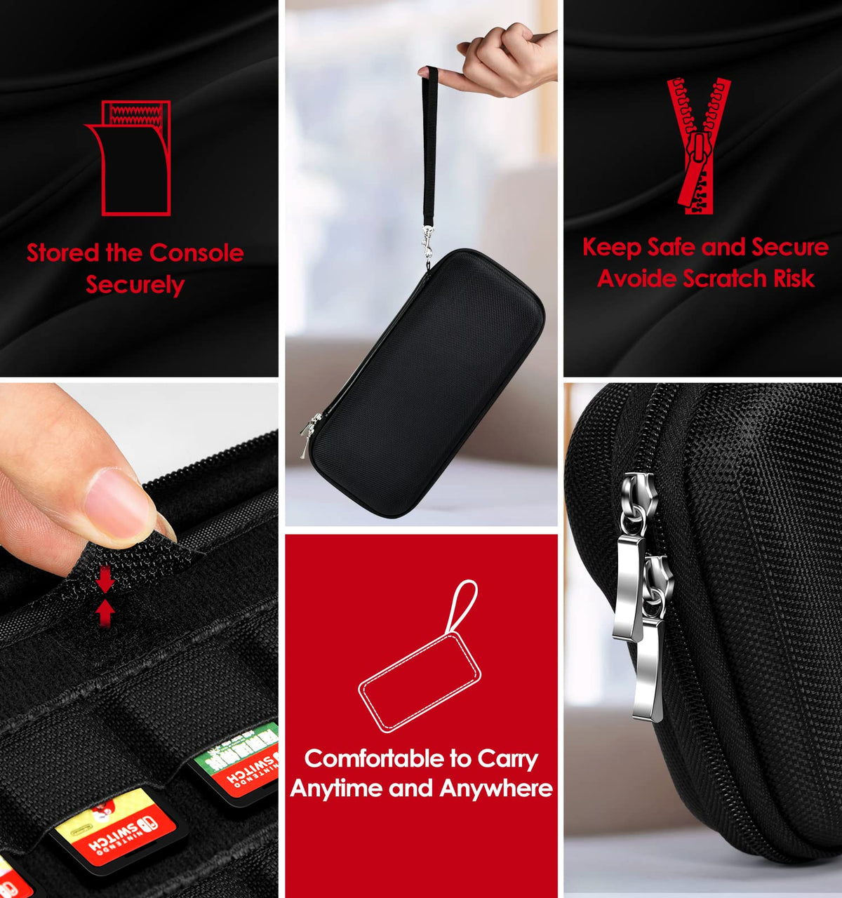 ivoler Carry Case for Nintendo Switch 2 (2025 Model) – Protective Portable Hard Shell Pouch Carrying Travel Game Bag for Nintendo Switch 2 Accessories Holds 12 Game Cartridge– Black