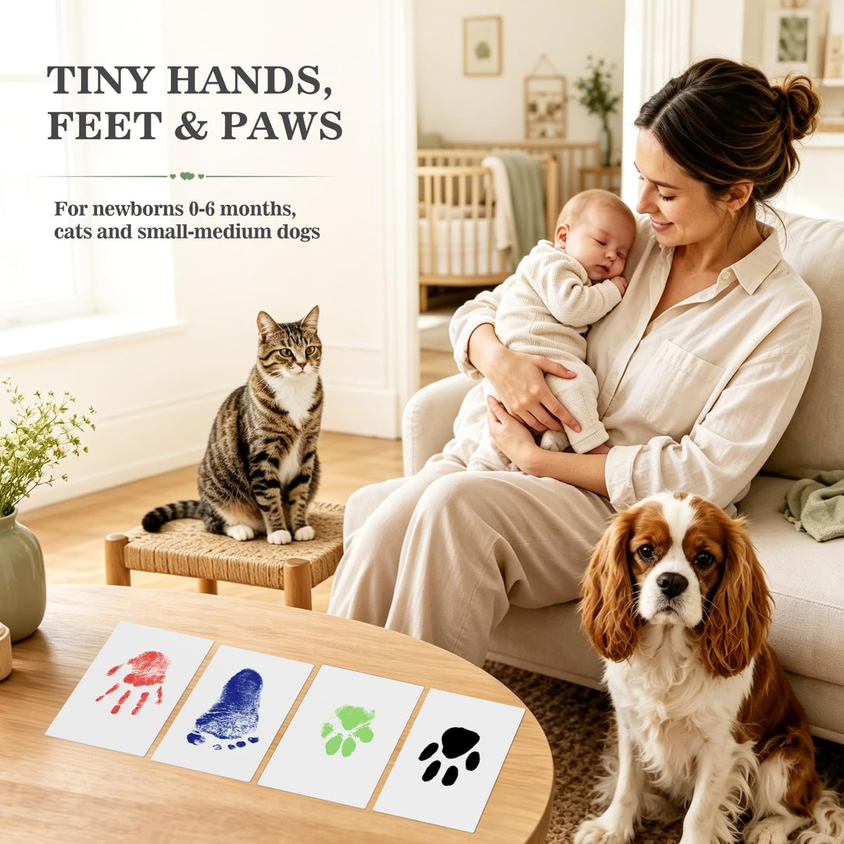 Nabance Baby Hand and Footprint Kit, 3 Inkless Print Pads, 6 Imprint Cards